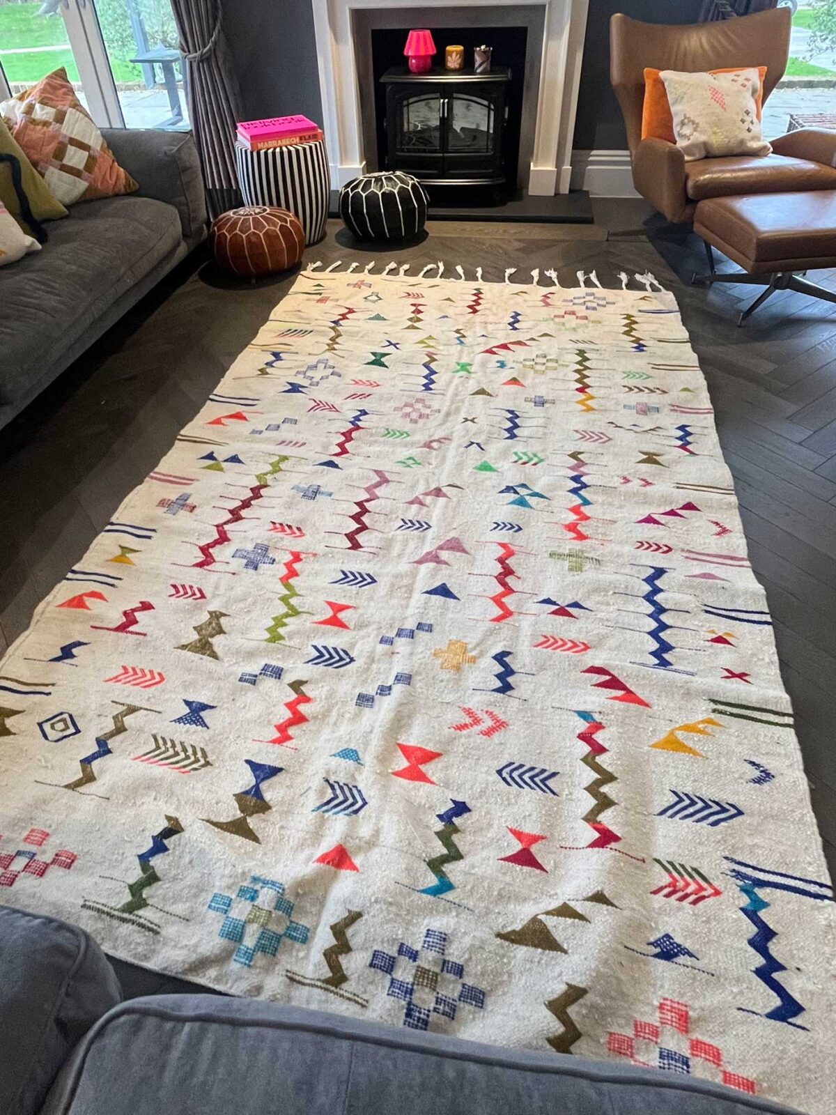 Vintage Moroccan Rug - Off White Multicolour