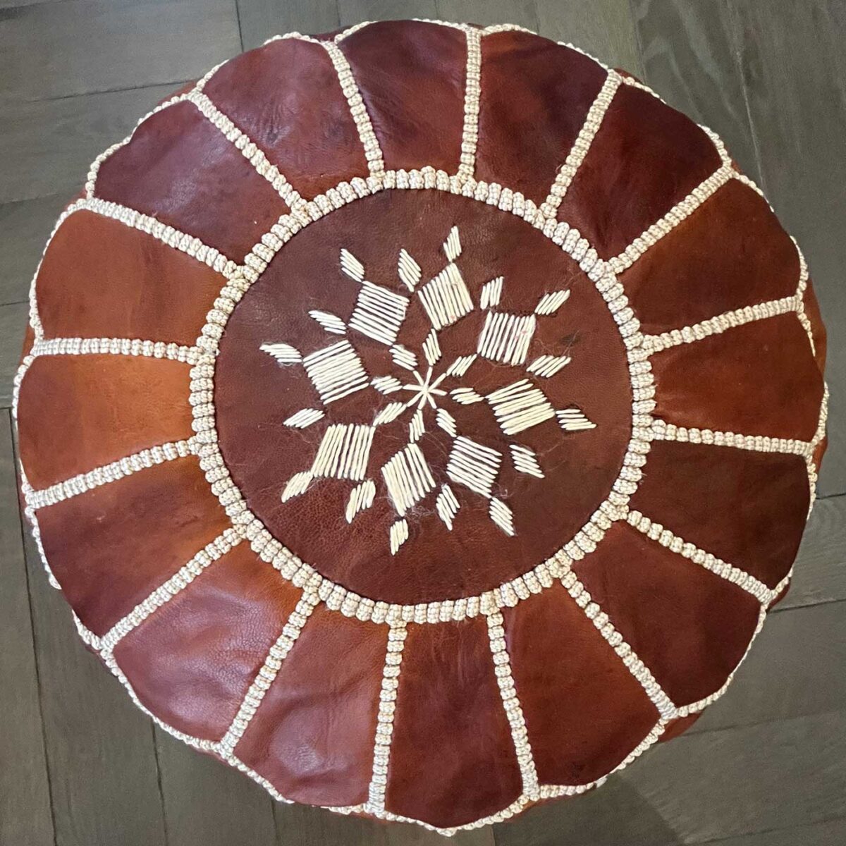 Moroccan Leather Pouff - Small - Tan