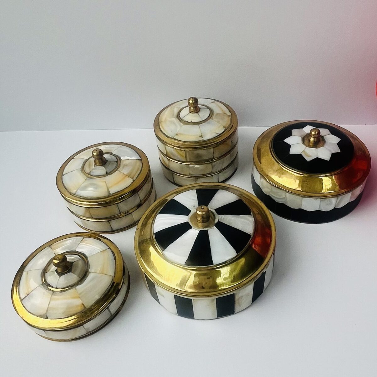 Brass inlay Trinket Pots from Marrakech Living