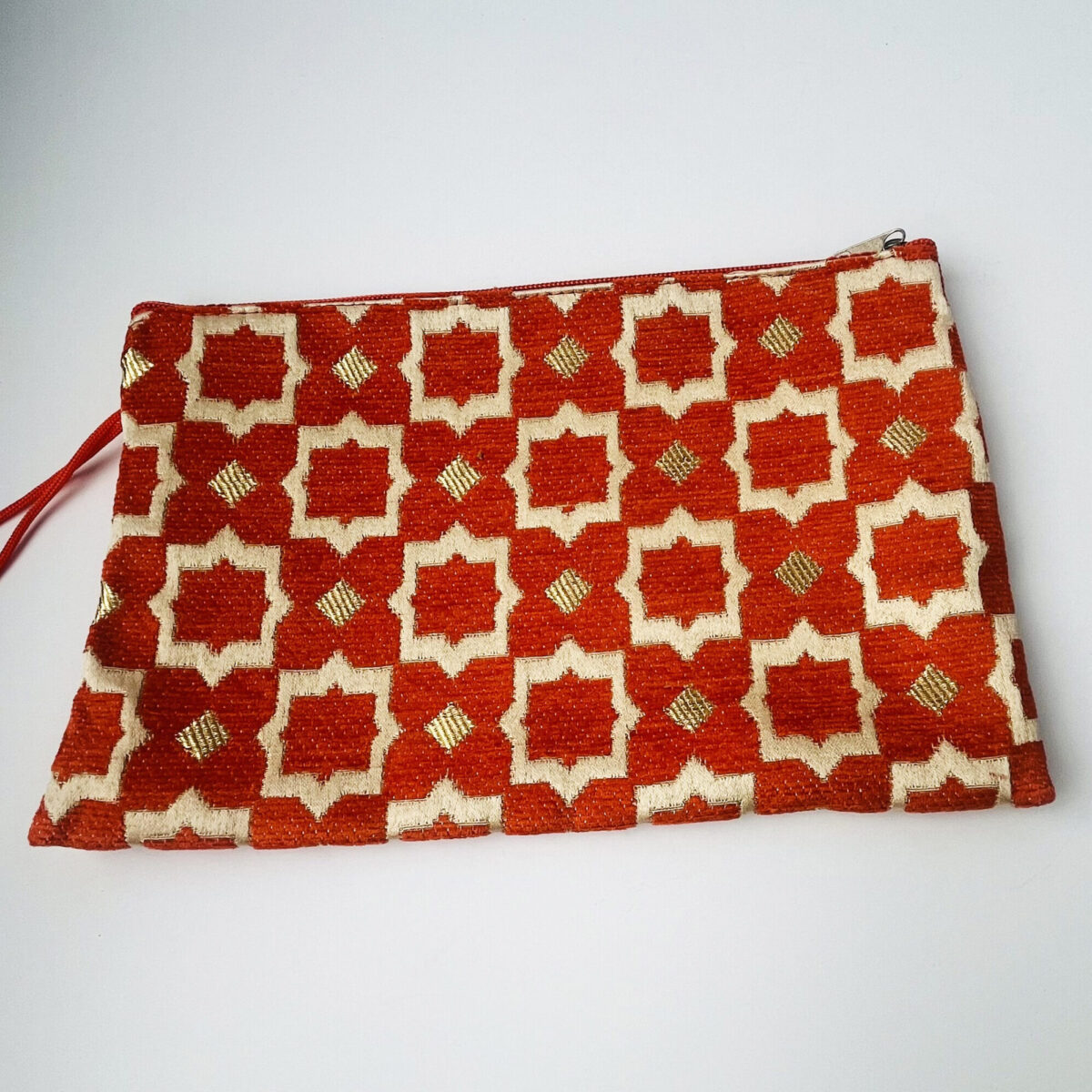 Moroccan brocade velvet and gold thread zipped pouch - smaller pattern - Image 7