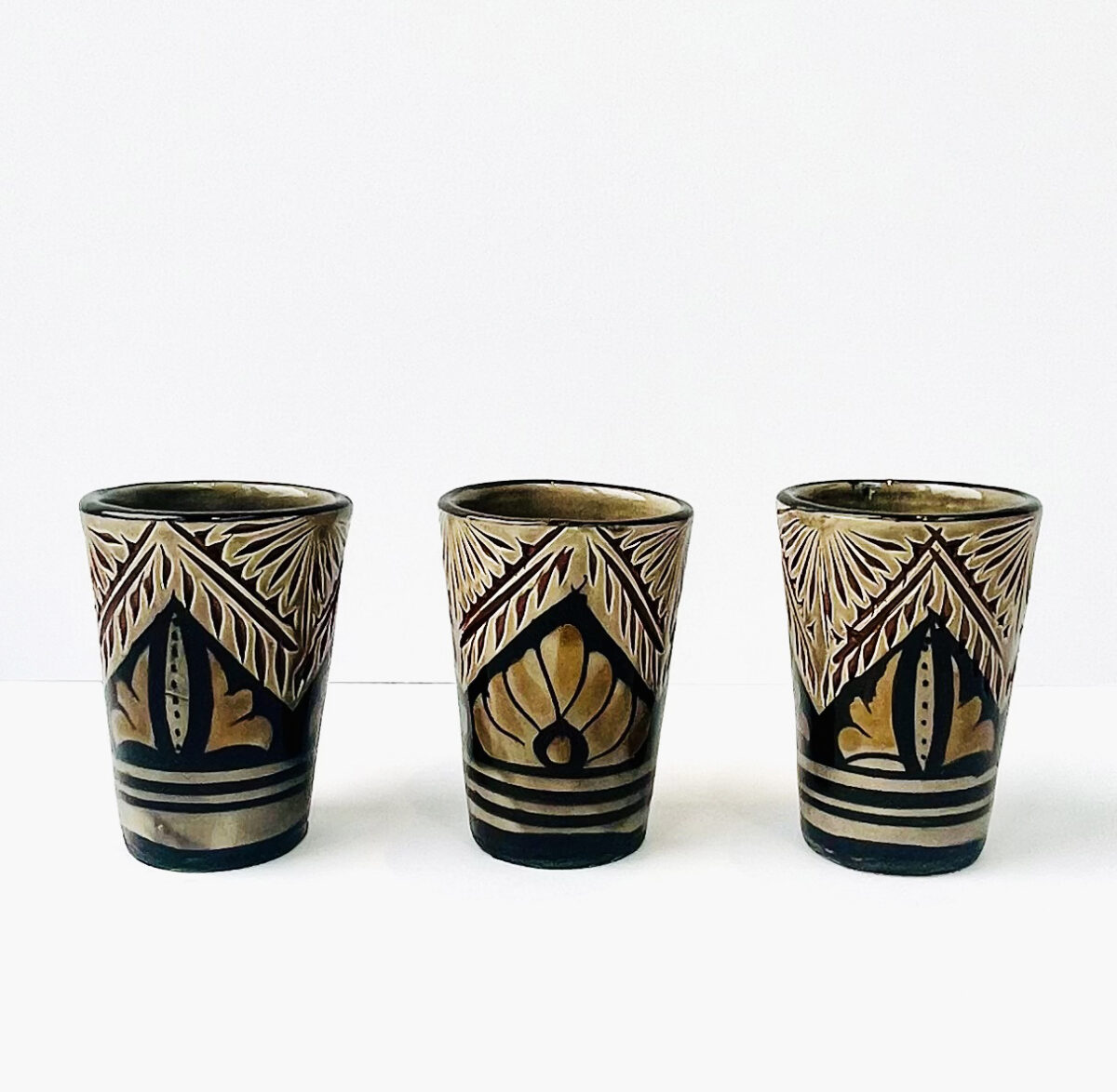 Ceramic Tumblers - Set of 3 - Black and Gold