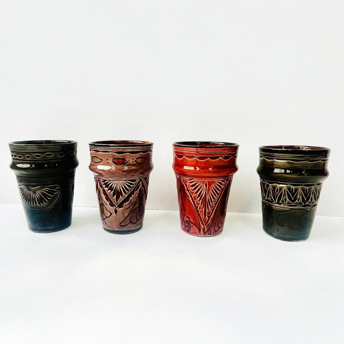 Ceramic Tumblers - Set of 4 - Earthy Tones