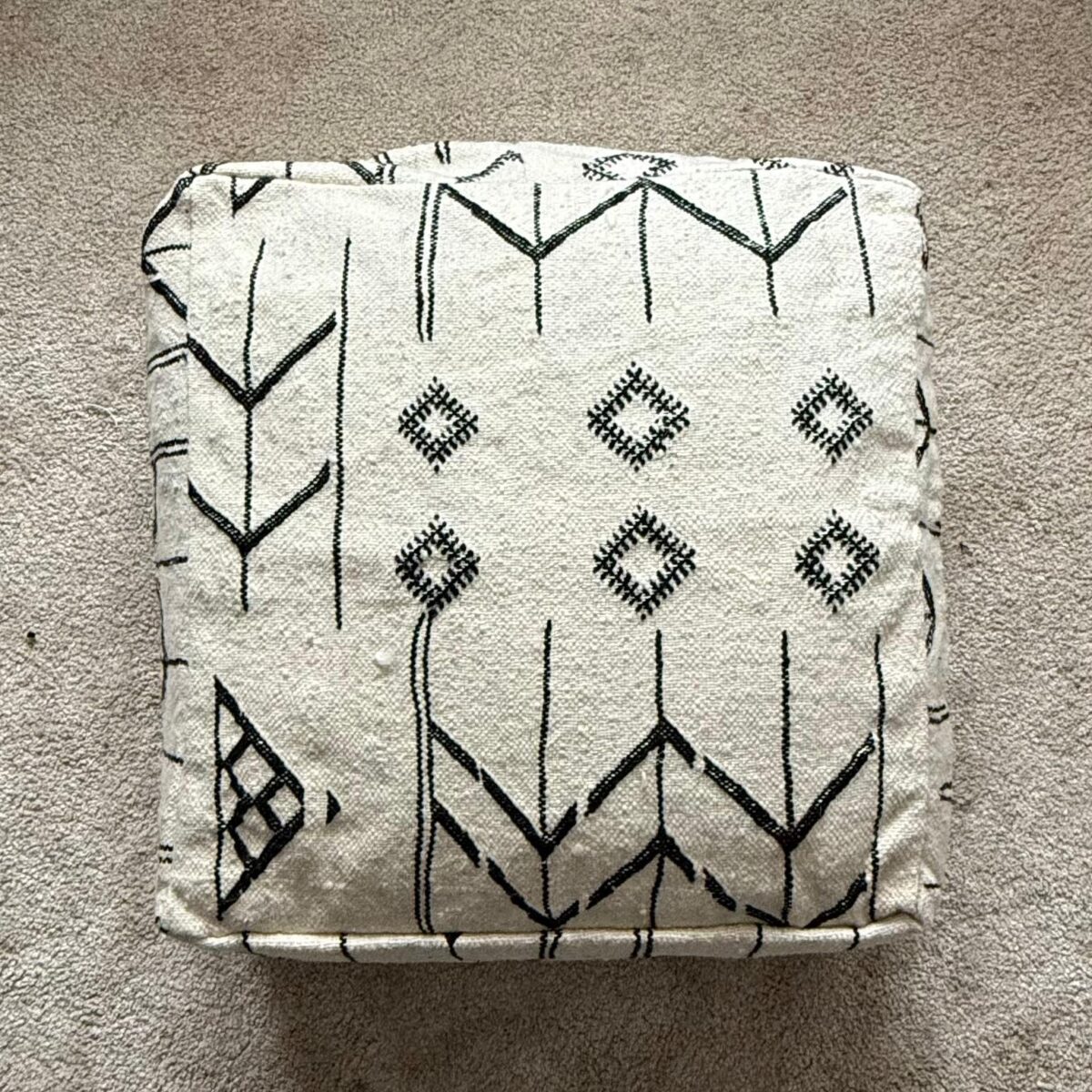 Floor Cushion - Cream and Black Zigzag