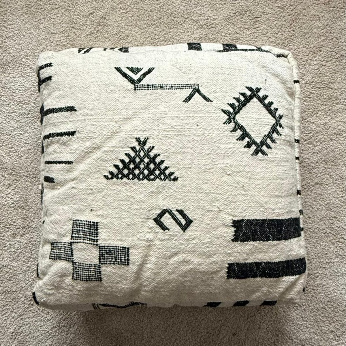 Floor Cushion - Cream and Black Geometric Shapes