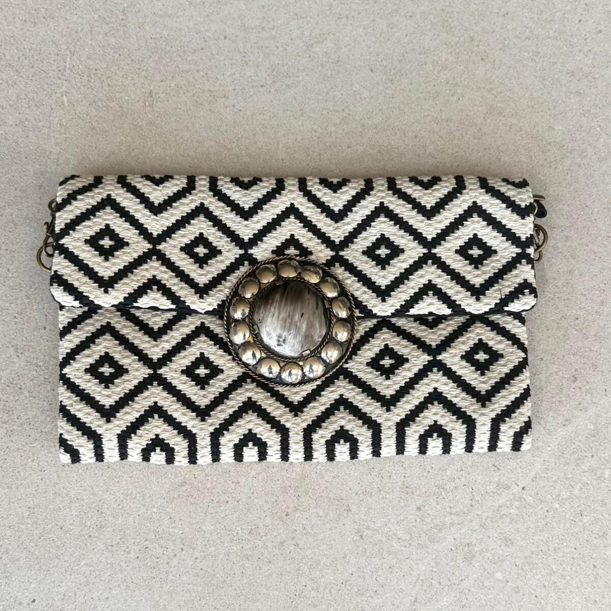 Black and White Diamond Geometric Bag from Marrakech Living