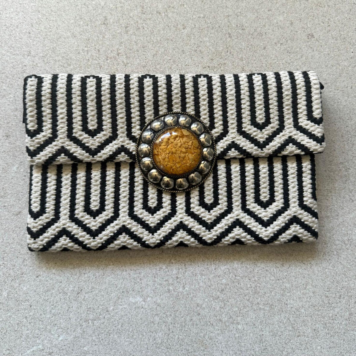 White and Black Geometric Pattern Bag